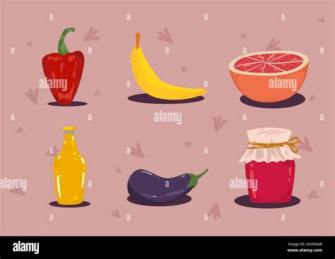 Set Of Six Grocery Items Stock Vector Image And Art Alamy