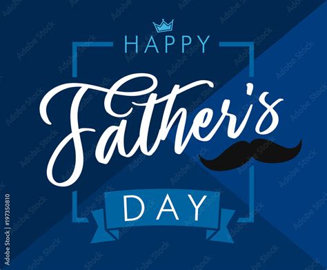 Happy Father`s Day Lettering Blue Greeting Card Happy Fathers Day