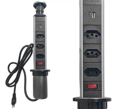 Torre Tomada Embutir Mesa Bancada Usb Multiplug 3 Tomadas Frete grátis