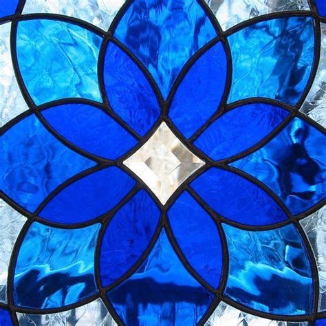 Cobalt Blue Stained Glass Window Panel With Bevels Stained Glass Window Panel Stained Glass