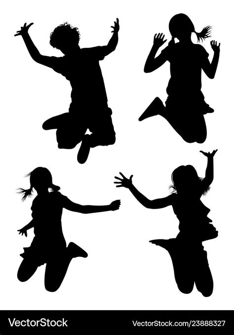 Kids jumping silhouette 01 Royalty Free Vector Image