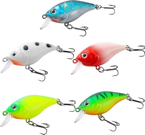 Amazon 5pcs Topwater Fishing Lures Set With 2 Treble Hooks