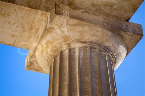 Classical Doric order example with upper part of column | Stock image ...