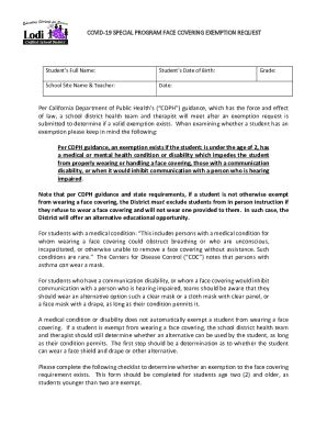 Fillable Online FINAL COVID 19 Face Covering Exemption Request Form 3