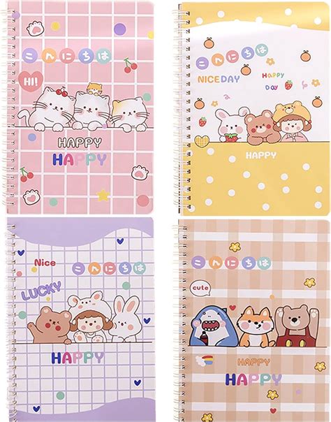 Amazon SHIDESHIN 4 Pack Cute A5 Spiral Notebooks Kawaii Journals