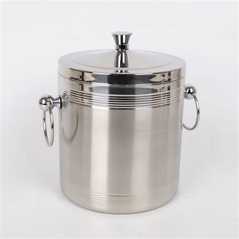 L Double Wall Stainless Steel Insulated Ice Bucket With Lid China