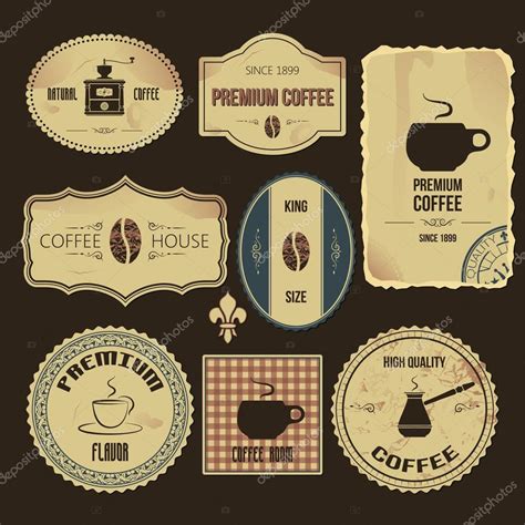 Premium Coffee Vintage Labels Stock Vector By Pushkarevskyy 22430471