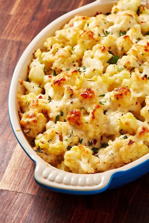 Cauliflower Au Gratin Skips The Unnecessary Carbs Recipe Veggie Side Dishes Vegetable Side