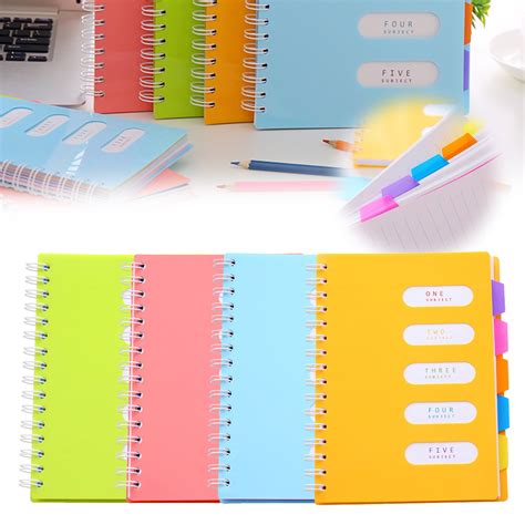 Office Supplies 5 Subject Notebook Large Notebook With Dividers