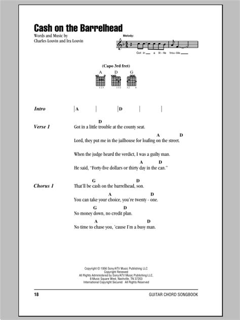 Cash On The Barrelhead By Ira Louvin Sheet Music For Guitar Chords