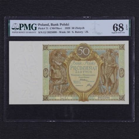 1929 Poland Bank Polski 50 Zlotych Pick 71 PMG 68 EPQ Superb Gem UNC EBay