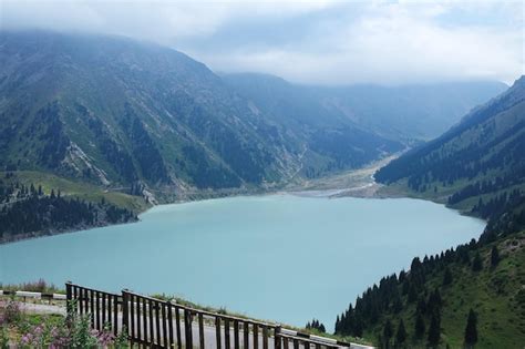 Premium Photo | View of the big almaty lake almaty kazakhstan mountain lake