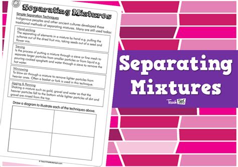 Separating Mixtures 1pg Teacher Resources And Classroom Games