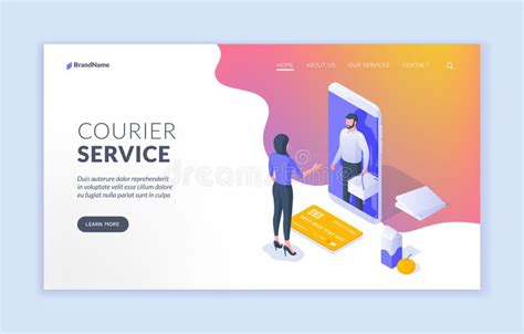 Vector Banner For Courier Service App Advertisement Stock Vector