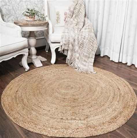 Natural Fibers Round Jute Rug Feet Hand Braided Jute Patio Area Rug