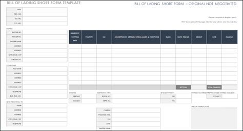 Short Form Bill Of Lading Bogiolo