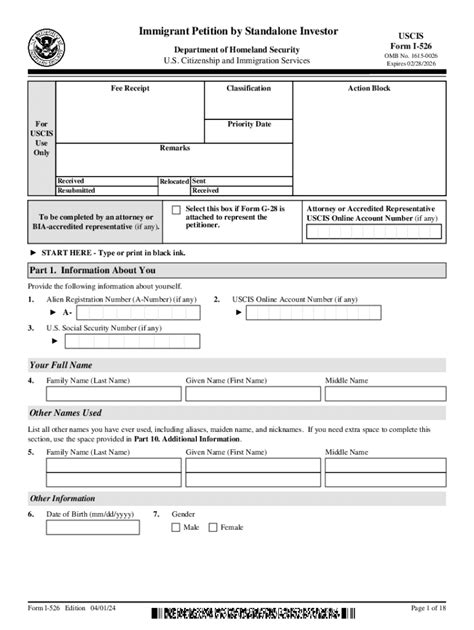 Form I Immigrant Petition By Standalone Investor Immigrant