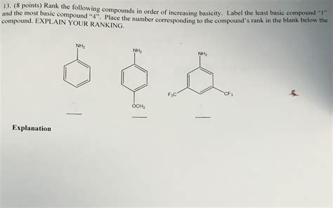 Solved Rank The Following Compounds In Order Of Increasing Chegg