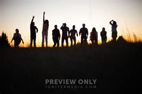 Raised Hands Praise Man Woman Silhouettes Group People Row