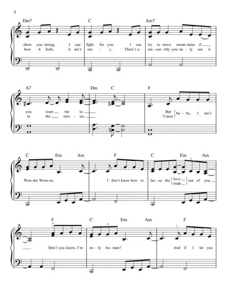 Wonder Woman by Kacey Musgraves - Easy Piano - Digital Sheet Music ...