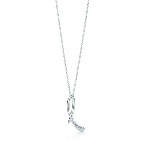 Tiffany Co Elsa Peretti Alphabet Pendant In Silver With Diamonds