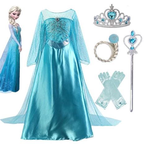 Girls Elsa Frozen Costume Girl Princess Dress Snow Queen Dress Up Party