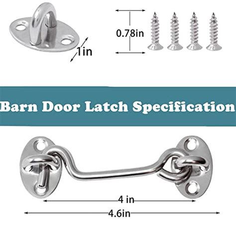 Snapklik 4 Barn Door Latch Door Lock Hardware 2 Pack Sliver