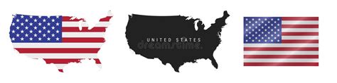 United States Detailed Flag Map Detailed Silhouette Waving Flag