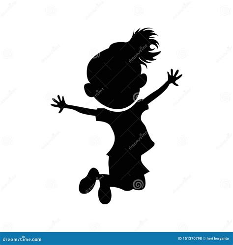 Silhouette D Une Petite Fille Qui Saute Illustration Stock