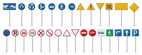 Premium Vector Realistic Road Signs And Traffic Warnings Symbols