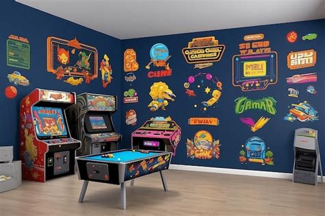 Premium Photo | Retro Arcade Game Room Wall Decals