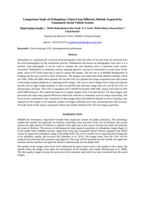 (PDF) Comparison Study of Orthophoto Map Taken from Different Altitude