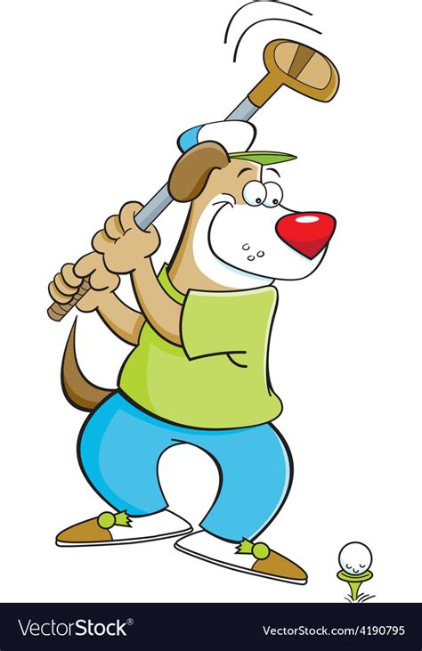 Cartoon dog playing golf Royalty Free Vector Image