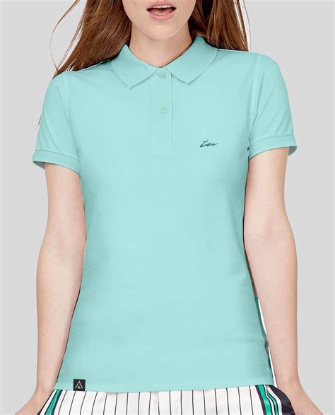 Polo Azul Celeste de Mujer Manga Corta Algodón Orgánico TRIBU