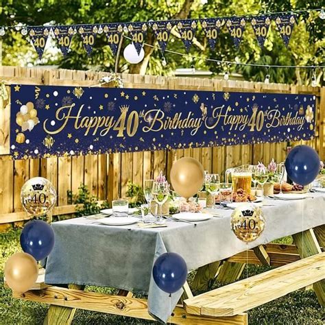 Decoration Anniversaire 40 Ans Bleu Or Pour Homme Femme WEEYIN Ballon