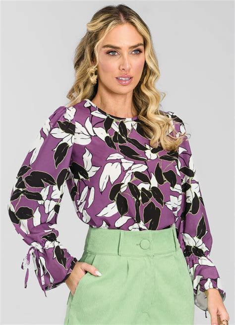 Blusa Manga Longa Estampada Miss Peck