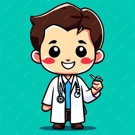 Héroe Pediátrico Animado El Pequeño Doctor Clipart Vector Premium