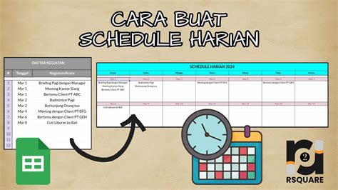 membuat schedule harian  google spreadsheet youtube