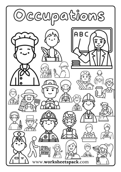 Jobs And Occupations Coloring Pages Free Pdf Worksheetspack