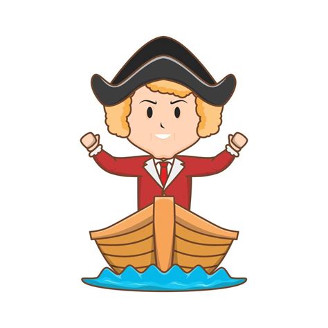 Vector cartoon cute columbus riding a sailboat 12672739 Vector Art at Vecteezy