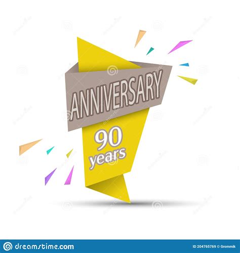 Anniversary 90 Years Colored Banner For Congratulations And Thematic