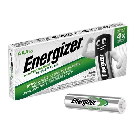 10 X Energizer Power Plus AAA HR03 700mAh Rechargeable Batteries