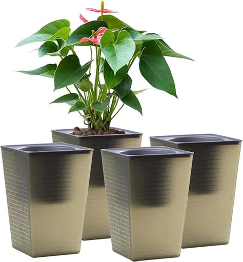 Amazon Oliz Self Watering Planter 4 Pieces 6 Inch Plastic Flower