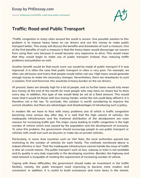 Traffic Road And Public Transport Descriptive And Expository Essay