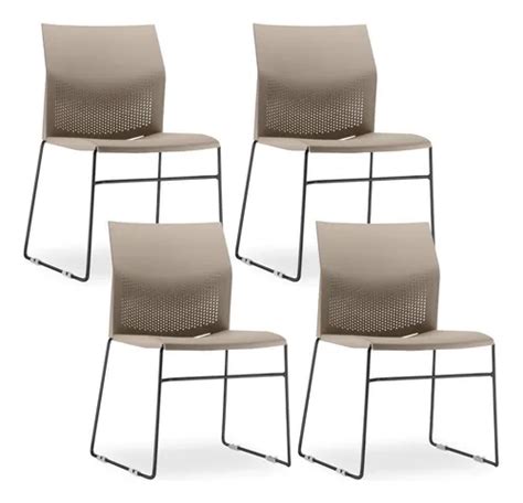 Kit Cadeiras Fixa Base Preta Empilh Vel Conect Nude Mercadolivre