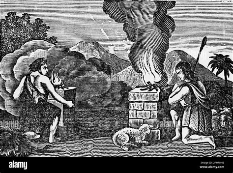 Genesis Cain And Abel Making Sacrifices To God Historic Bible 1831