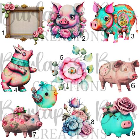 Shabby Chic Pigs Decals BURLAP BEE S CREATIONS