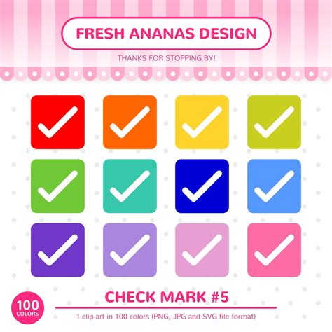 100 Colors Clip Art: Check Mark 5, Checkmark Clipart, Task Stickers ...