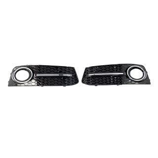 Set Fog Lights Covers Grille Black Gloss Honeycomb Fits On Audi A B