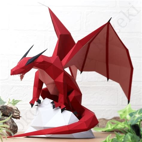 Paper Craft Dragon Figure Polygon Papercraft Patung Naga Miniature Toys And Collectibles Mainan